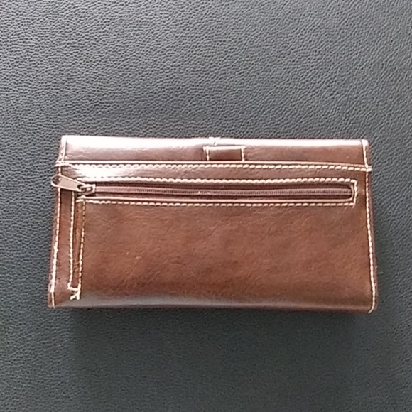 Solid Brown Wallet with white embroidery - Picture 5 of 6